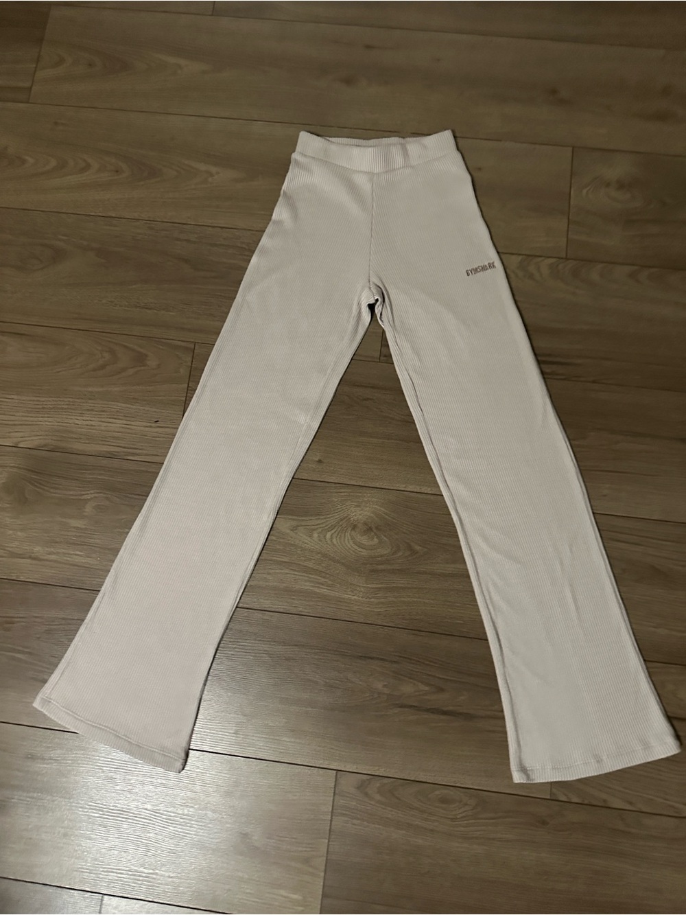 Gymshark Kids Cream Ribbed Flare Leggings